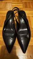 Chic ZARA Black Leather Slingback Heels Size 39 