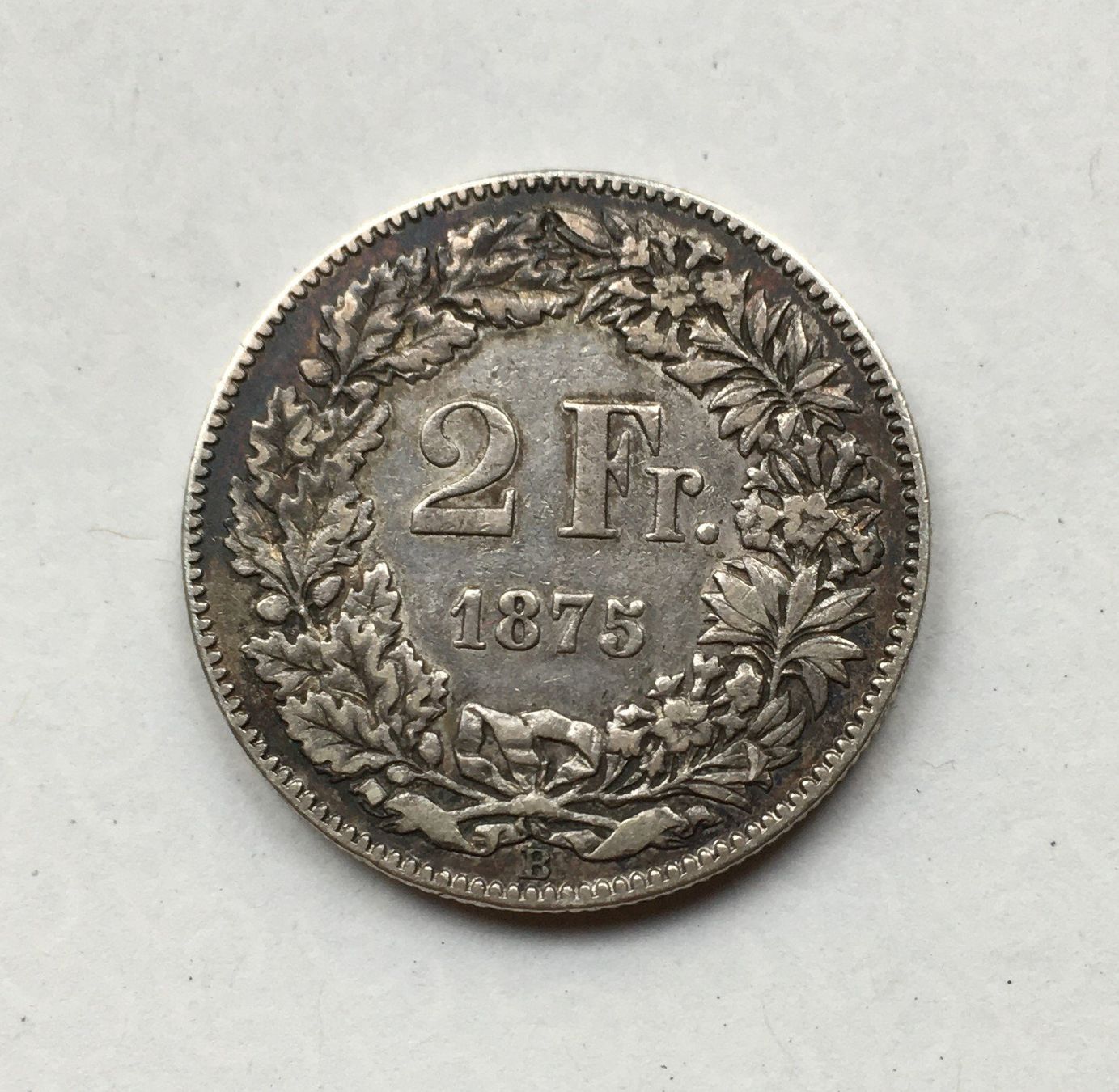 Tutti le monete: 1875 2 Franken ss-vz mit Patina – Usato da Kirchberg SG venduto da Helveticus00