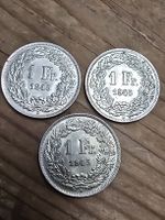 3 Schweizer Franken Münzen 1945 1 Fr. Silber Kursmünzen
