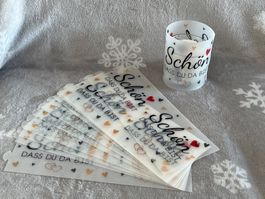 12x Festdeko Windlicht „Schön das du da bist“