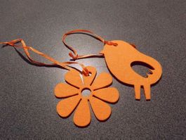 Blume und Vogel, Filz, orange
