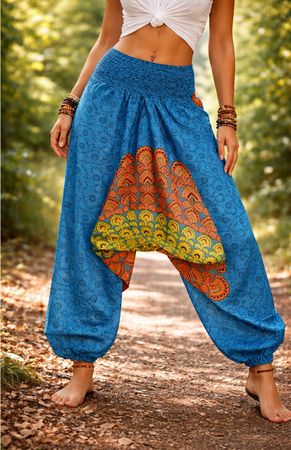 Haremshose Hose türkis Hippie Viskose Indien Hippie Goa