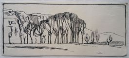 Jacques Jacobi: Mont Salève Savoyen FR, Tuschezeichnung 1944