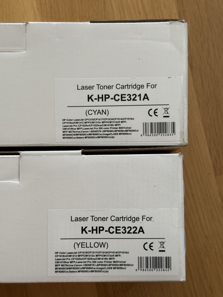 Hewlett Packard Cartucce per stampanti & toner: Laser Toner K-HP-CE321A und CE322A – Nuovo (secondo la descrizione) da Thürnen venduto da leinibeini 1