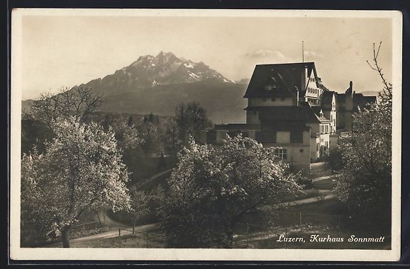 Cartoline postali: Luzern, Kurhaus Sonnmatt mit Bergblick – Usato da Berlin venduto da bartko-reher