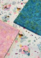 Patchworkstoffe 3er Set Meerjungfrau bunt no.2