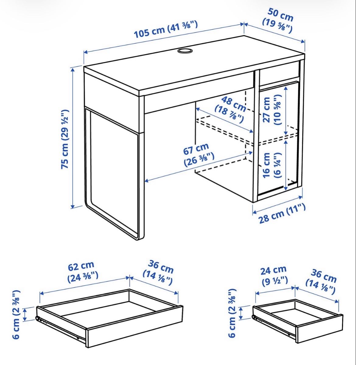 Ikea Scrivanie: Schreibtisch Ikea Micke mit Korpus – Usato da Winterthur venduto da nil_x89f 7