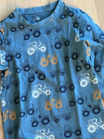 Langarmshirt C&A Traktor Motiv blau Grösse 122