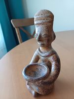Mexicanisch Figur aus Ton mit Schale , Vintage, Handarbeit