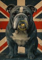 British Bulldogge vor Union Jack England A4 Druck