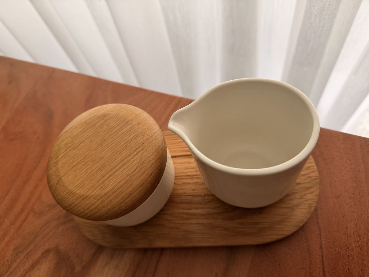 Set di piatti: Tchibo Design Set Holz & Keramik – Tablett, Kännchen & Dose – Nuovo (secondo la descrizione) da Buchs AG venduto da GresaaB 4