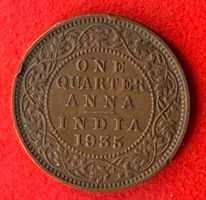 Indien 1/4 Anna Münze von 1935 - Sammlerstück Rarität