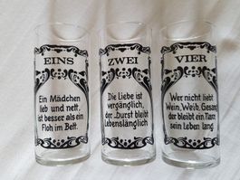 3 Trinkgläser mit originellen Sprüchen