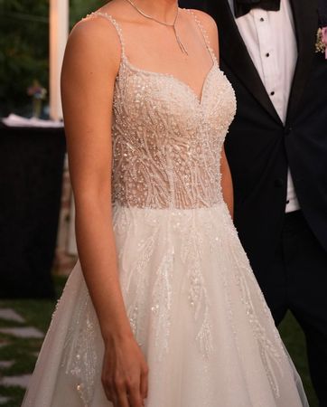 Brautkleid Gr 34 mit Schleier, Reifrock und Haaraccessoires