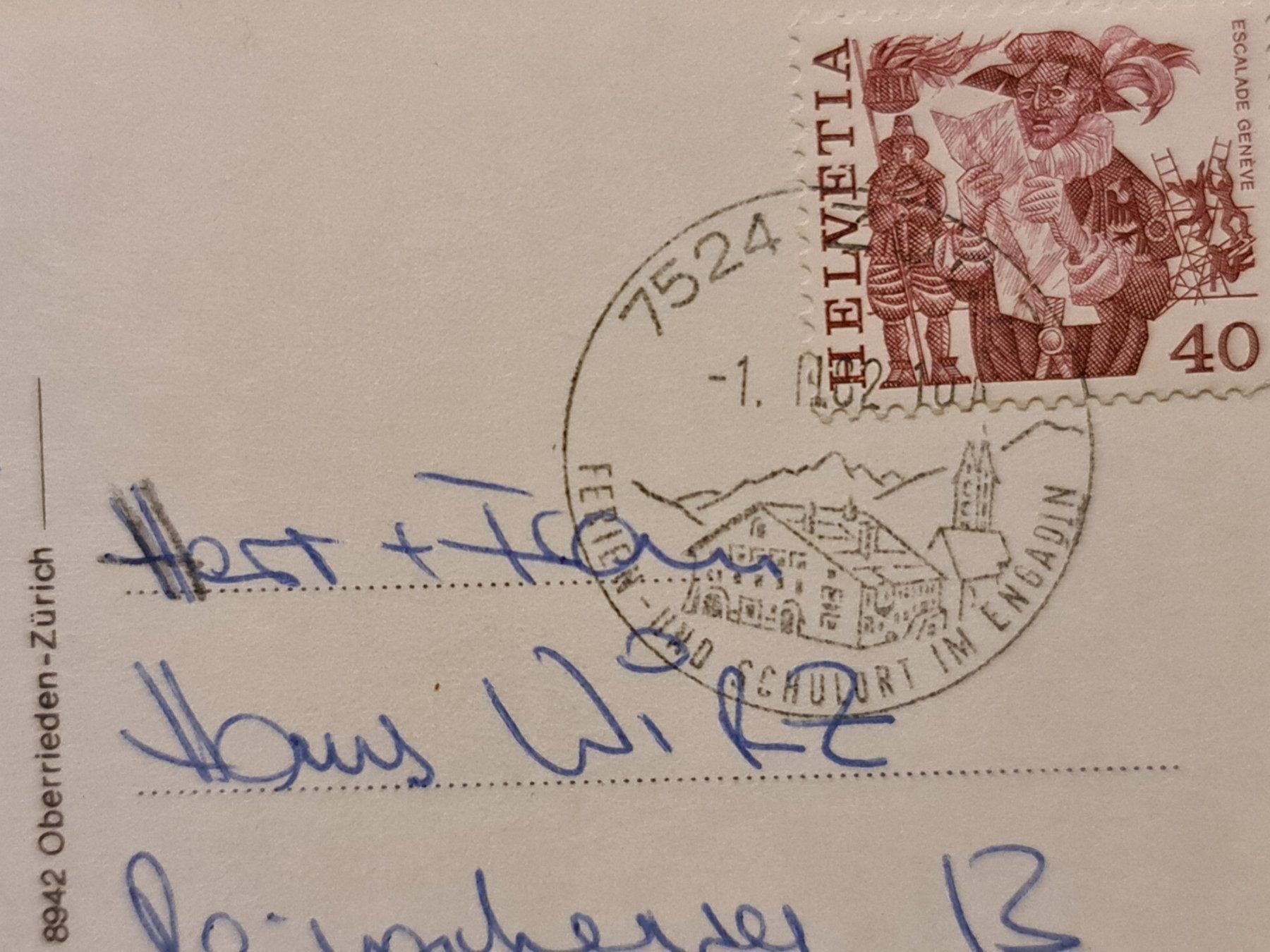 Ansichtskarten: Ansichtskarte Zuoz 1982 – Gebraucht aus Dintikon von Vexi 1