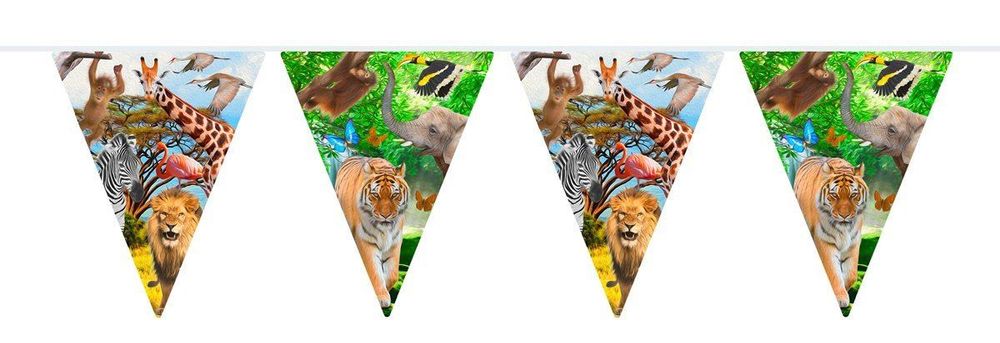 Safari-Party Wimpelkette – Ca. 6 M Lang, Kunststoff, Mit Tier-Motiven Für Kindergeburtstag & Dekoration