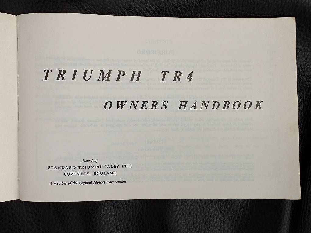 Libri: Triumph TR 4 Owners Handbook  – Usato da Schmitten FR venduto da Chili58 1