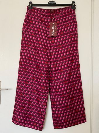 MAX MARA 100% Seiden Hose Gr 42 Bordeaux Katzen NEU NP 350