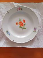 Meissen Ant. Teller, handbemalt, Blumenmuster, Sammlerstück