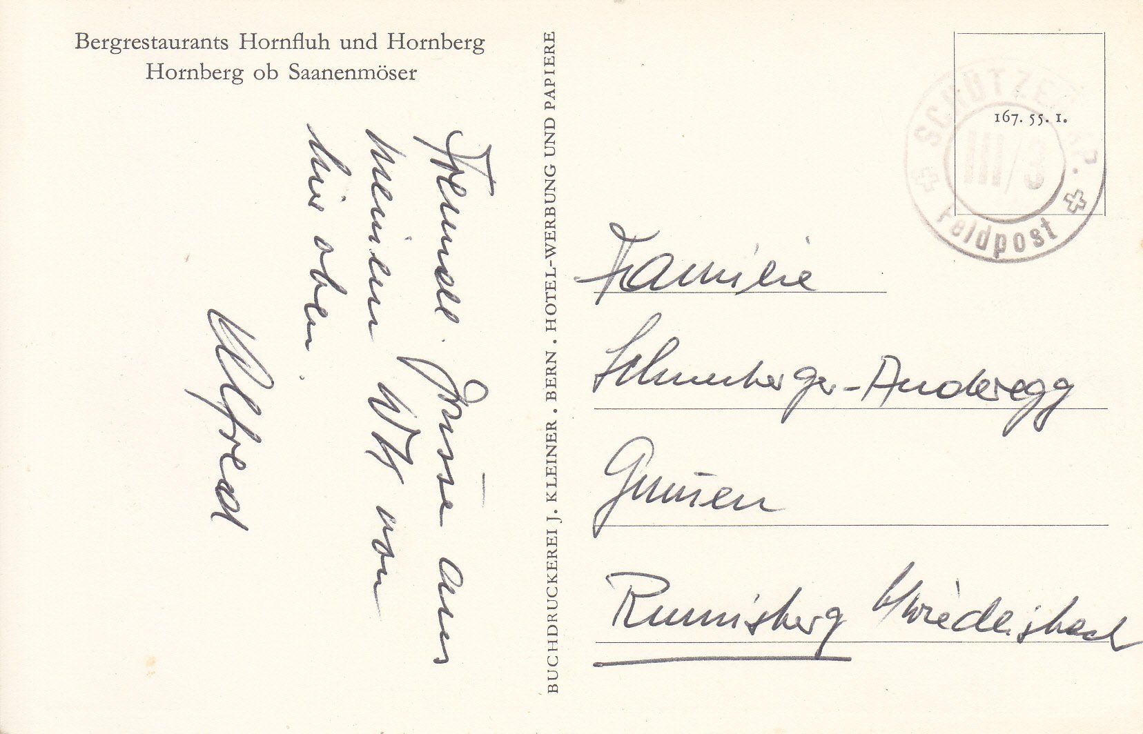 Ansichtskarten: Hornberg ca. 1945 – Gebraucht aus Bürglen TG von StampGraf 1