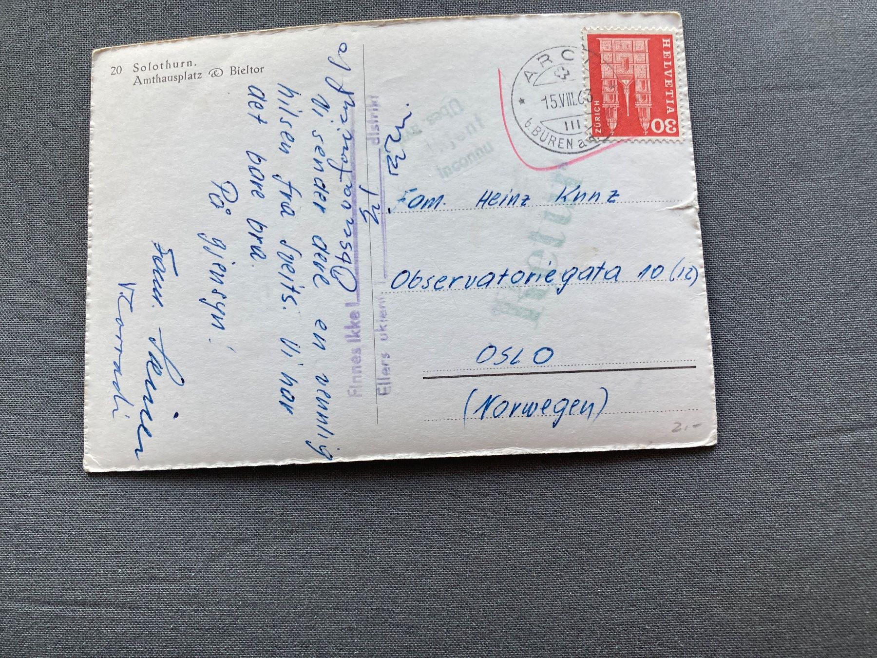Cartoline postali: Ansichtskarte Solothurn, Ansthausplatz, Uhrturm, mit Stempel – Usato da Zürich venduto da mik_h9ty 1