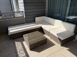 Gartenlounge Rattan mit Tisch - gebraucht - guter Zustand