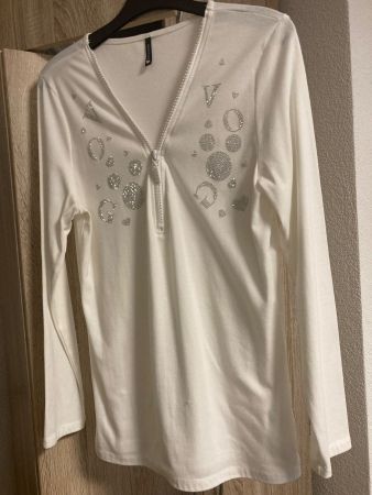 Chicoree Shirt, Langarm, Weiss, Glitzer, Top Zustand, XL