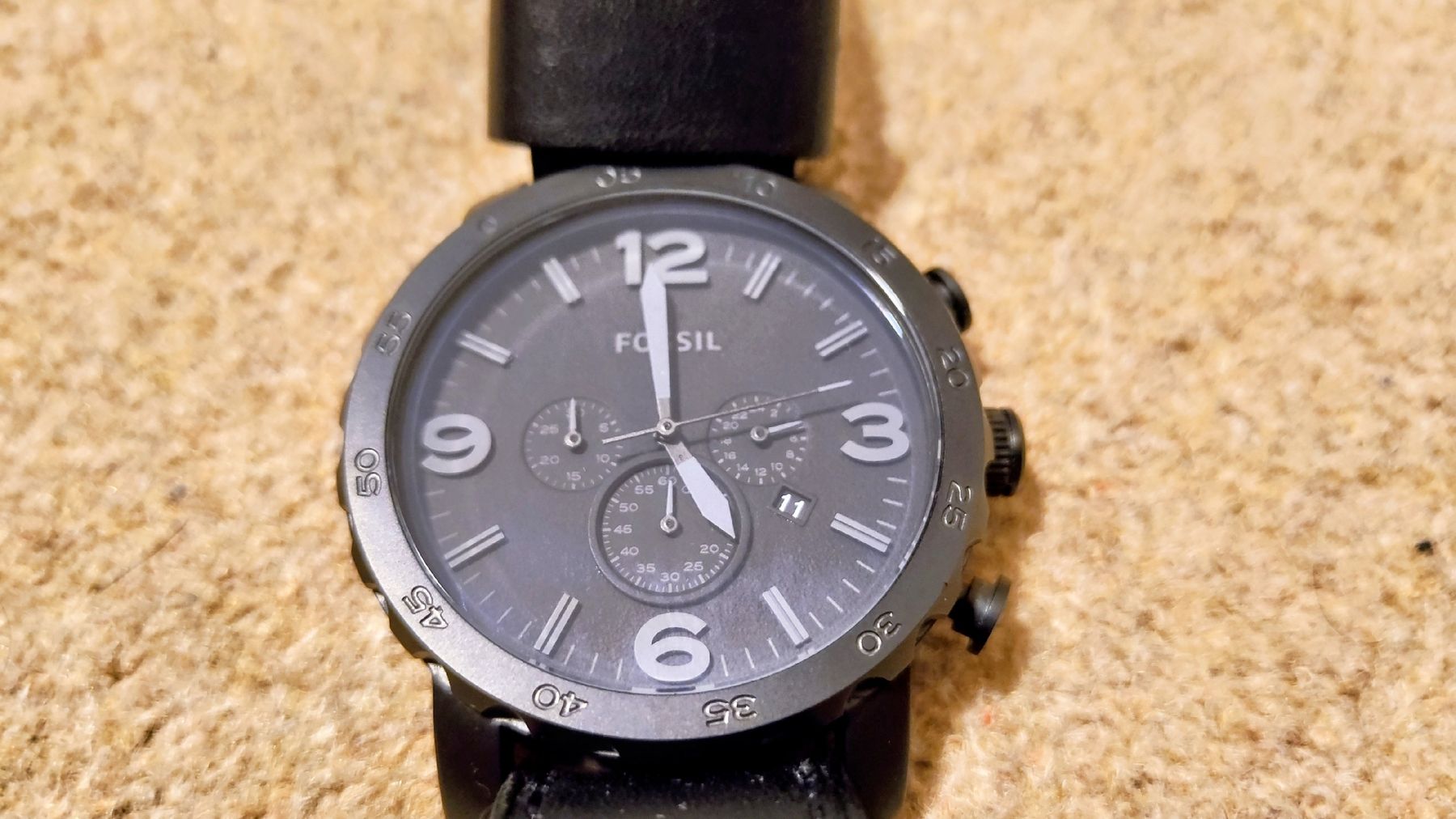 Fossil Orologi: Fossil Chronograph Uhr schwarz Lederarmband gebraucht – Usato da Glattbrugg venduto da har_jgc7 3
