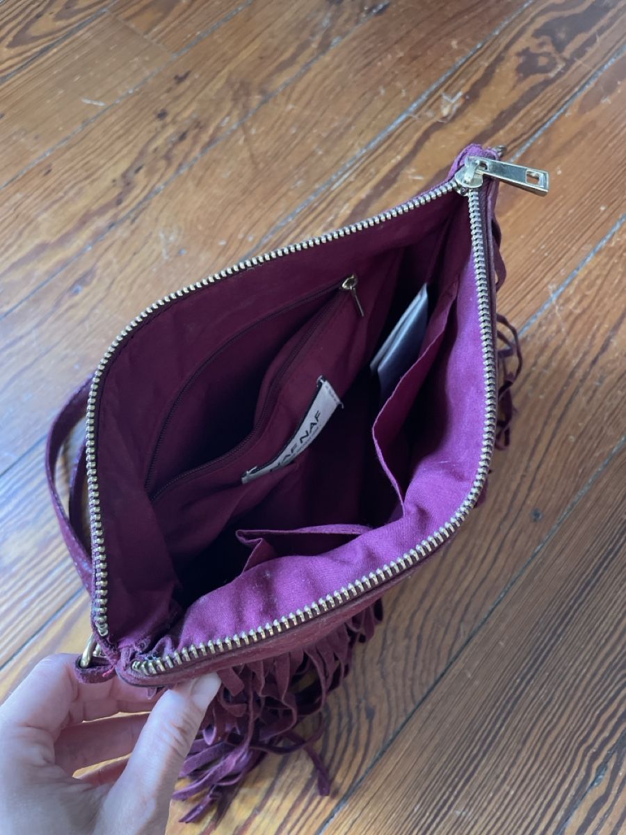 Nafnaf Borse da donna: Wildlederfransen-Tasche, bordeauxrot – Usato da Bern venduto da Corinn_na 3