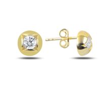 Ohrstecker rund Kugel Halbkugel Zirkonia 925 gold Silber 8mm