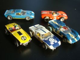 5 alte Slotcars Ford GT 40 Lola AC Cobra Mc Laren ? 1:32 rar
