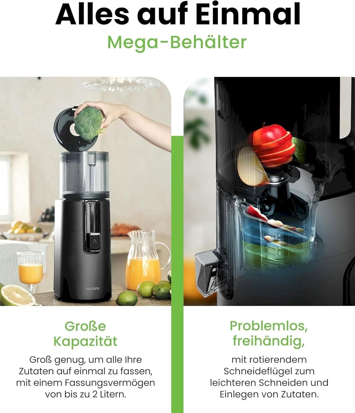 Elettrodomestici da cucina: Hurom H400 Slow Juicer mattschwarz – Nuovo e nell'imballaggio originale da Bottighofen venduto da zaap 5