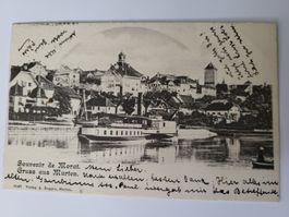 Ansichtskarte Murten Schiff gelaufen 1901 gebraucht Box1
