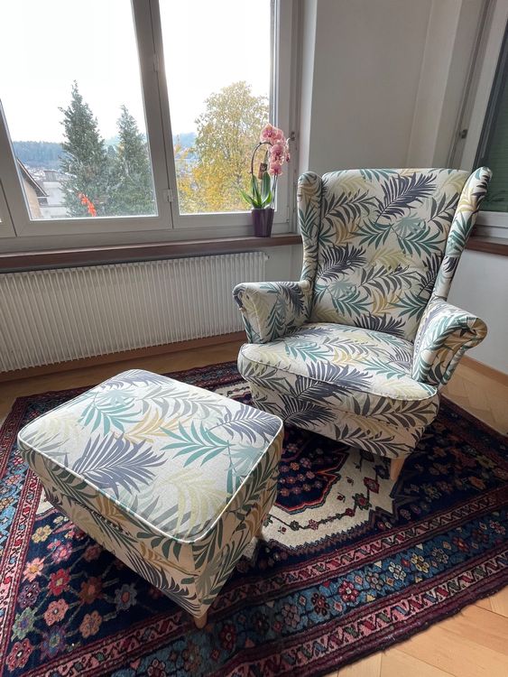 Strandmon Ohrensessel mit Hocker Ikea Kaufen auf Ricardo