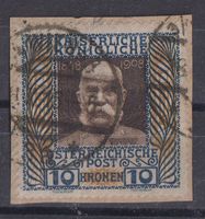 Österreich 1908 - 10 Kronen auf Briefstück