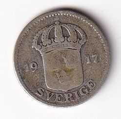 Tutti le monete: Schweden 25 öre 1917 Silber – Usato da Neuchâtel venduto da karlpierrino