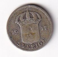 Schweden 25 öre 1917 Silber