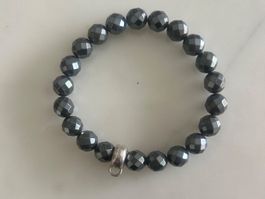 THOMAS SABO Charm-Armband Obsidian-Beads 925 Sterling Silber