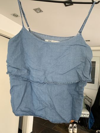 ONLY Blue Denim Spaghettiträger-Top – Hellblau – Gr. L
