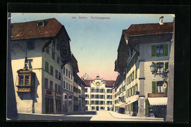 Cartoline postali: Aarau, Strasse Rathausgasse mit Geschäf – Usato da Berlin venduto da bartko-reher