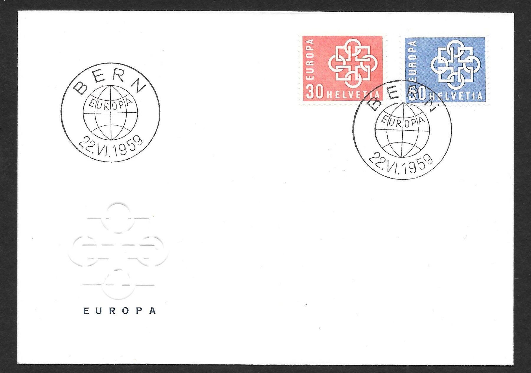 Tutti i francobolli: FDC Serie 347 - 348 Europamarken ET Bern 22.6.1959 – Nuovo (secondo la descrizione) da Olten venduto da clotaldi