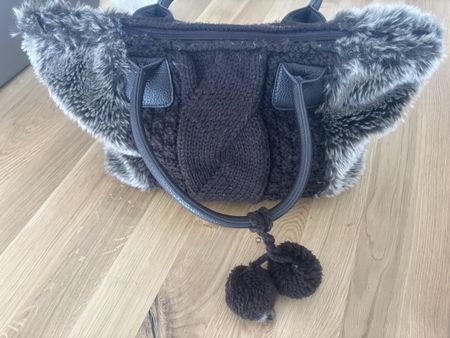 Winter Tasche Handtasche Strick Fell braun Top Zustand!