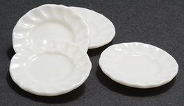 4 Porzellanteller (weiss) für Puppenstuben. NP 10.50.