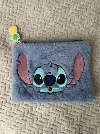 Kosmetiktasche Tasche Stitch Disney Plüsch blau neuwertig co