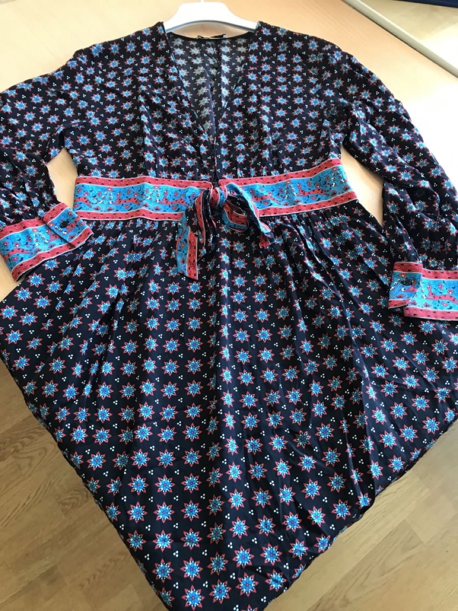 Robe Sandro Paris T40 noire imprimé fleuri boho chic (Gebraucht