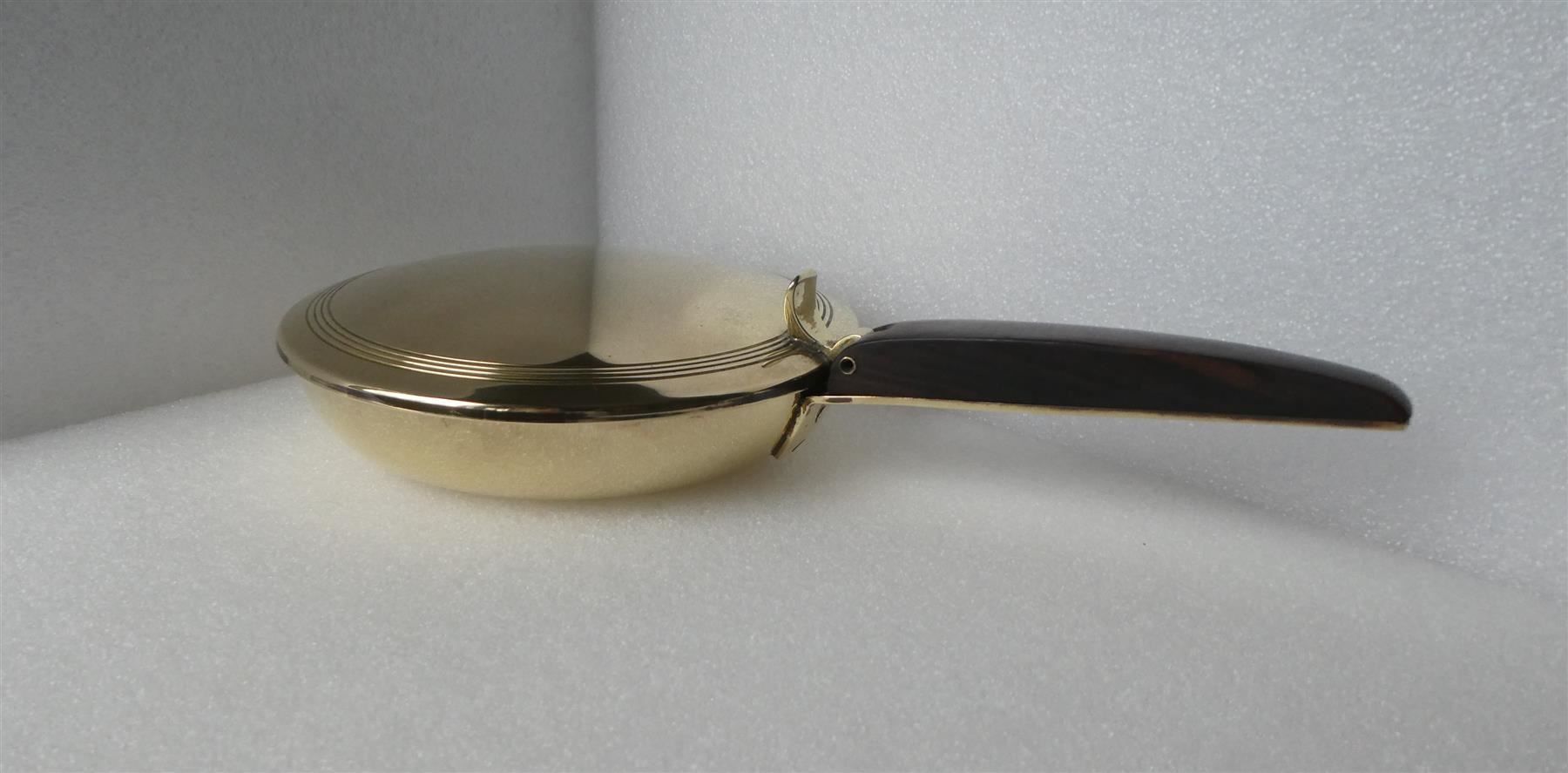 Padelle: Messing Pfännchen Pfanne mit Deckel Teakholzgriff – Usato da Frauenfeld venduto da Astra13