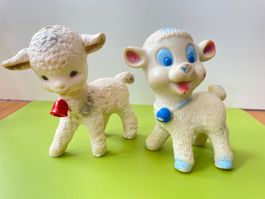 2x Vintage Quietschfigur Schaf Schildkröt & Ledraplastic