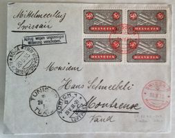 Jb30) 1933 Flugpostbrief Mittelmeerflug alle Stempel Lp