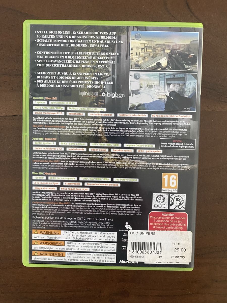 Microsoft Giochi: Snipers (bigben) für Xbox 360 – Usato da Thunstetten venduto da Virus_33 2