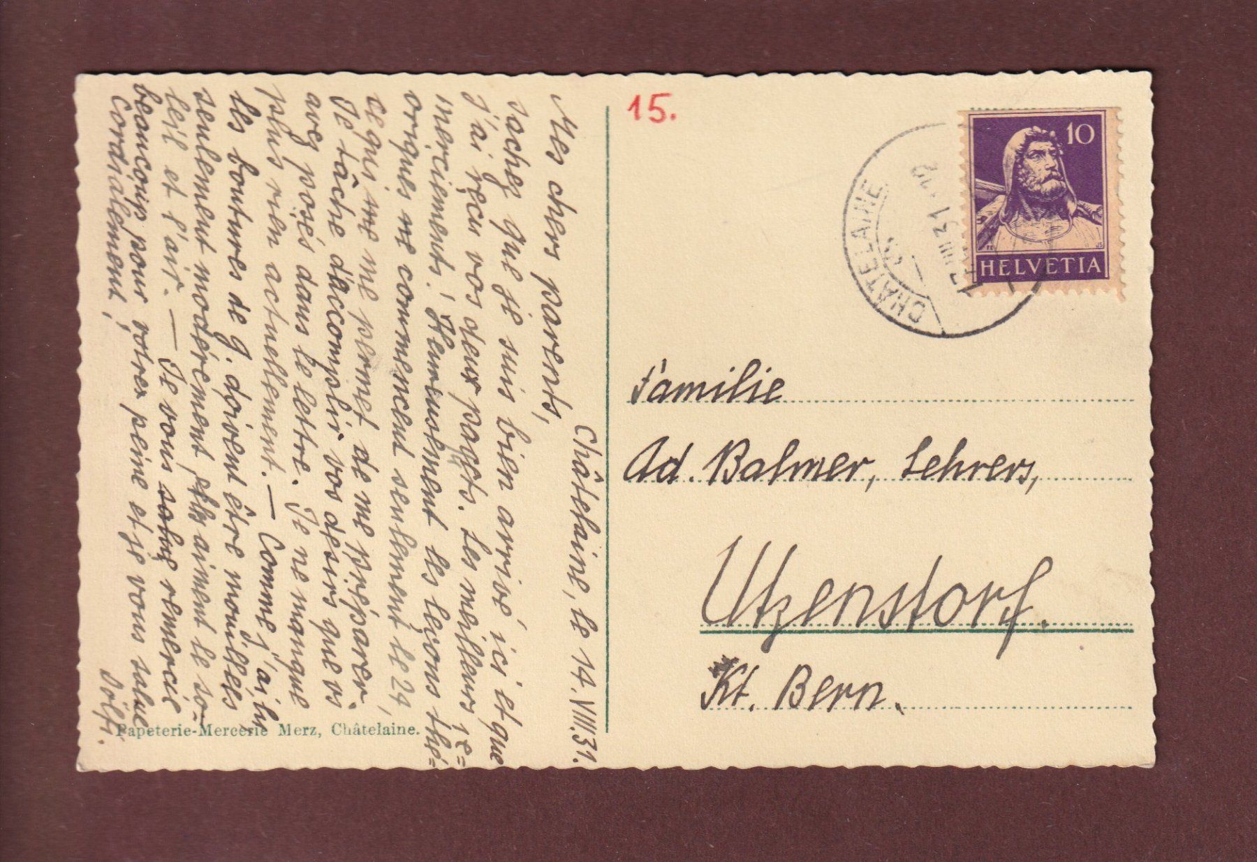 Cartoline postali: GENEVE - Châtelaine - Ecole d'Horticulture - 1931 – Usato da Pully venduto da nicecards 1